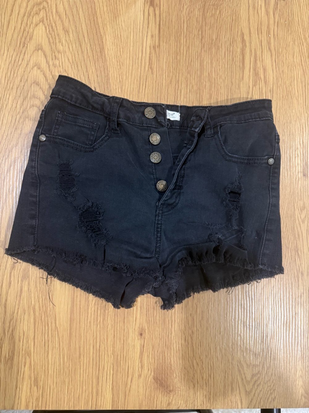 Machine Black Distressed High-Waist Women’s Denim Shorts